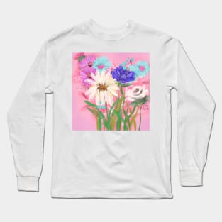 Pink Floral Meadow Bouquet Long Sleeve T-Shirt